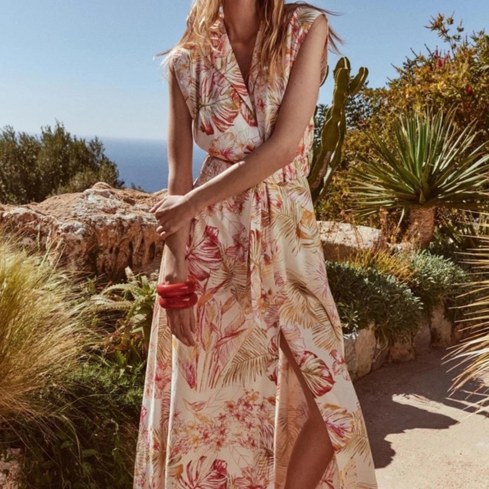 Zara Tropical Print Maxi Dress